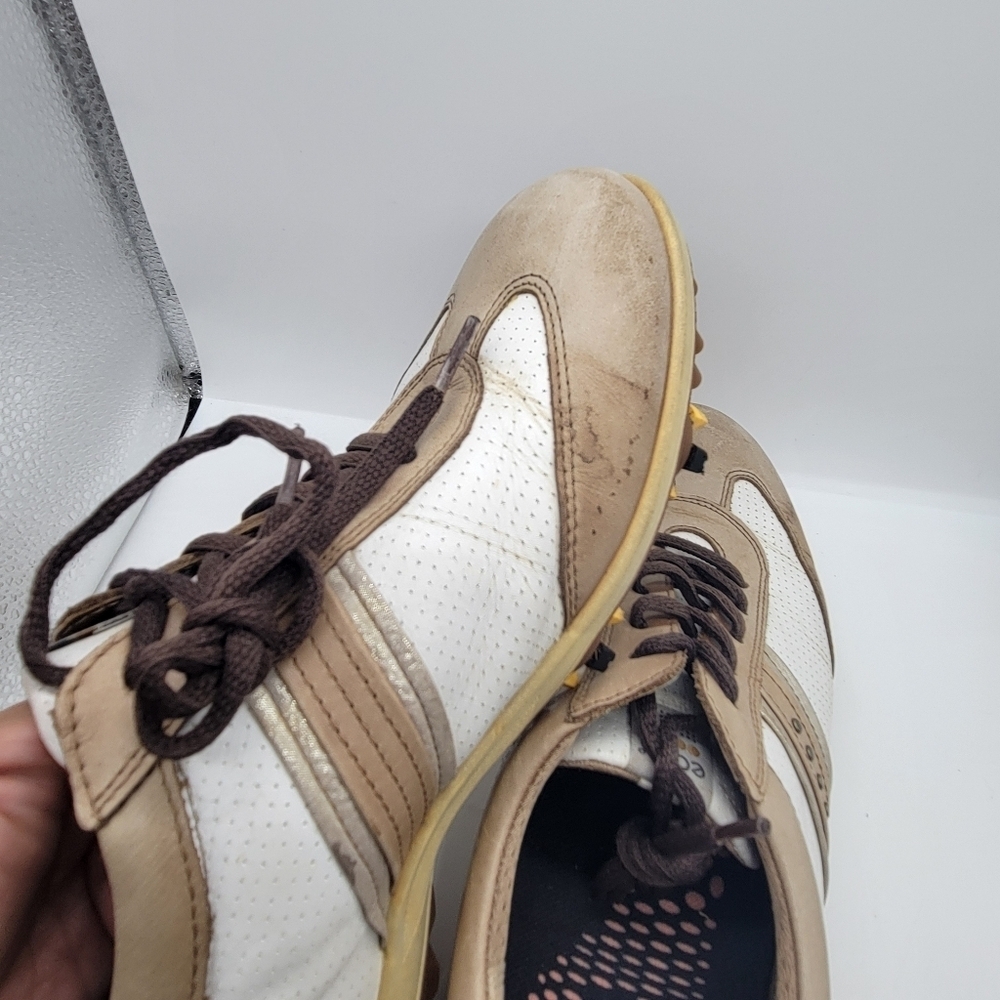 ECCO Women's Hydromax Tan White Golf Shoes Size 41 US 10 Round Toe - Picture 8 of 15